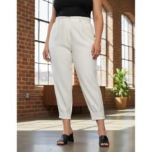 Calça Feminina Cenoura Plus Size Alfaiataria Punho Ajustável