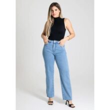 Calça Jeans Feminina 280174 Reta Com Cintura Alta Sawary