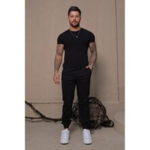 Calça Jeans Jogger Masculina Slim Sarja Com Punho Elástico