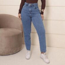 Calça Jeans Mom Feminina Cintura Alta Marmorizada Stillger