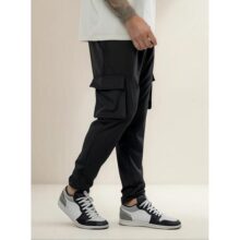 Calça Jogger Cargo Masculina Milimétrica Preta 4 Bolsos