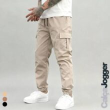 Calça Jogger Cargo Masculina Sarja Calca Streetwear Punho