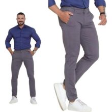 Calça Masculina Sarja com Elastano Slim Sport Fino Elegante Para Homem Moderno