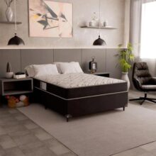 Cama Box Casal + Colchão D33 One Face Suede Cor Preto