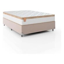 Cama Box Casal Molas Ensacadas Real 138x188x65cm Branco/bege