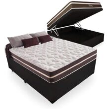 Cama Box Com Baú Casal + Colchão De Molas – Anjos – Classic Superlastic 138cm