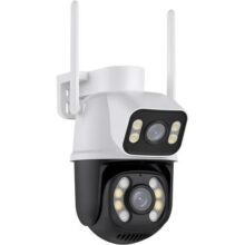 Câmera IP Sem Fio de Segurança Externa HD 3MP, Câmera de Visão Noturna Infravermelha WiFi, Dupla Lente Grande Angular, IP66 à Prova D’água e à Prova de Poeira, Chamada de Voz Bidirecional