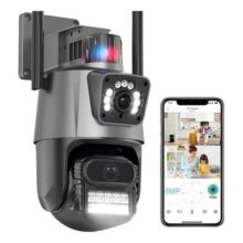 Câmera segurança Ip Wifi P11-qq6 Lente Dupla 6mp app Icsee cor preto Estary Shop