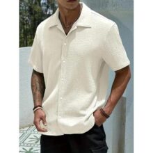 Camisa Casual Masculina Texturizada Com Botões Old Money