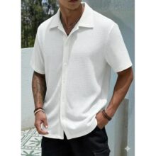 Camisa Casual Masculina Texturizada Com Botões Old Money