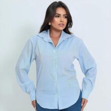 Camisa Feminina Social Manga Longa Lisa Tendência