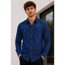 Camisa Jeans Slim Manga Longa Masculina