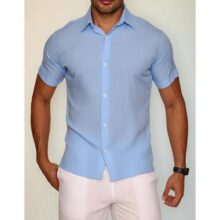 Camisa Lisa Social Basica Manga Curta  Masculina