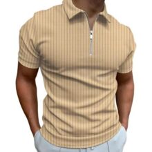 Camisa Polo Manga Curta Com Ziper Gola Polo Masculina