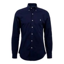 Camisa Ralph Lauren Masculina Custom Fit Oxford Marinho
