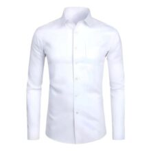 Camisa Social Manga Longa Masculina Lisa Slim Camiseta