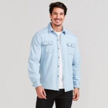 Camisa Social Masculina Jeans Manga Longa Long Fit Slim Luxo