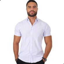 Camisa Social Masculina Manga Curta Slim Fit Vida Loca Modas