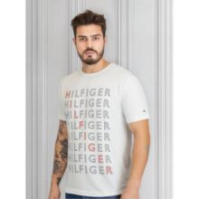 Camiseta Tommy Hilfiger Masculina Logo Repeat Tee Branca