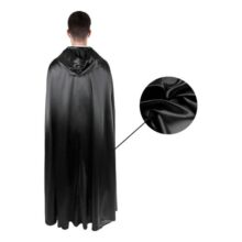 Capa De Bruxa Vampiro Drácula Halloween C/capuz Adulto Luxo Preto