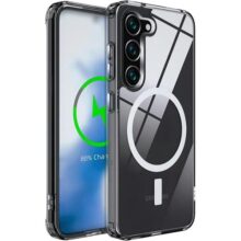 Capa Mag-Safe para Samsung Galaxy S24+ PLUS Capinha Slim Premium Magnetica Anti-Amarelamento Compatível com Mag-Safe Transparent
