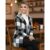 Cardigan Xadrez Casaco Kimono Sobretudo Tricô Moda Inverno Feminino