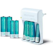 Carregador de Pilhas Multi AA/AAA Bivolt, Leve e Portátil com 8 Pilhas AA 2500mAh Incluídas – CB093