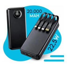 Carregador Portátil 20000 Turbo 22.5w Power Bank Premium Universal Rápido Para Samsung iPhone Xiaomi Motorola Smartphone Smartwatch Tablet Davely Pret