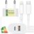 Carregador Turbo 40W Compatível iPhone X Xr 8 11 12 13 14 Plus Pro Max iPad Duas Entradas USB e USB-c Tipo C Com Cabo Tipo C Lightning Carga Rápida Tecnologia POWER DUO
