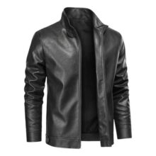 Casaco Couro Masculina Forrada Slim