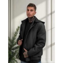 Casaco Masculino Plus Size Jaqueta Sarja Forrada Capuz (Disponível Em 5 Opções)