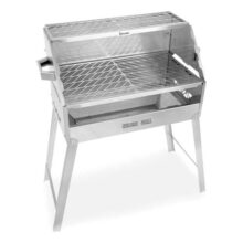 Churrasqueira Aço Inox 430 A Carvão Desmontável Nelore Grill 50×30 Churrasco Espetinho Grelha Descanso Suspensa Mecg cor prateado