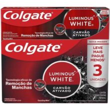 Colgate Creme Dental Clareador Luminous White Carvão Ativado 70G 3 Unidades