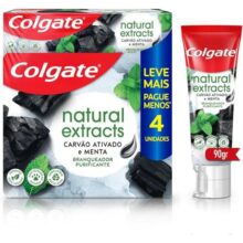 Colgate Creme Dental Natural Extracts Carvão Ativado e menta 4 unid 90g