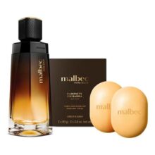 Combo Malbec Pure Gold: Desodorante Colônia 100ml + Sabonete Em Barra 2x80g