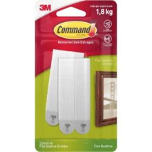 Command, 3M, Fixa Quadros, Adesivo Removível sem Estragos, Branco, Grande, 2 Pares