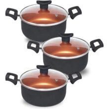 Conjunto 2 Panelas Caçarola Teflon Pequena Antiaderente 5 Camadas (Cobre)