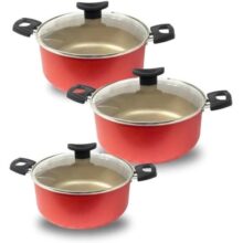 Conjunto 2 Panelas Caçarola Teflon Pequena Antiaderente 5 Camadas (Cobre)