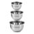 Conjunto 3 Tigelas Fundo Bowl Em Aco Inox Redonda Mundilar Cinza