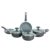 Conjunto 5 Panelas Cerâmica Cazza Tampa De Vidro Cinza