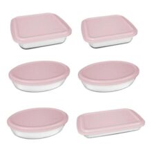 Conjunto Assadeiras 6 Peças com Tampa Cor Rosa – Marinex