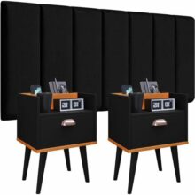 Conjunto Cabeceira Cama Casal 1,40 Com kit 2 Criado Quarto Milena (Preto – Preto/Cinamomo)