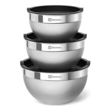 Conjunto com 3 Bowls Tigelas Inox e Tampa Plástica Electrolux
