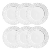Conjunto Com 6 Pratos Rasos Roma Ravenna Branco Porto Brasil