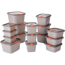 Conjunto de 16 Potes com Tampa Fixa e Trava, Plasútil