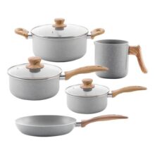 Conjunto De 5 Panelas Gris Brinox Ceramic Life Easy Cinza