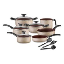 Conjunto De Panelas Antiaderente 10 Peças Teflon Linha Coffee Cappuccino Tampa De Vidro