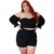 Conjunto Short Curto Plus Size Cintura Alta Plus Size Blusinha Cropped Manga Longa Sig Estilo Ombro a Ombro (disponível Em 3 Opções)