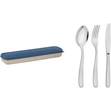 Conjunto Talher Aco Inox Com Estojo Tampa Azul Tramontina
