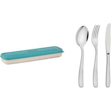 Conjunto Talher Aco Inox Com Estojo Tampa Verde Tramontina